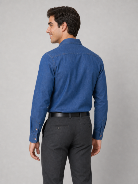Vista 2 de Camisa Ejecutiva de Mezclilla 1002C